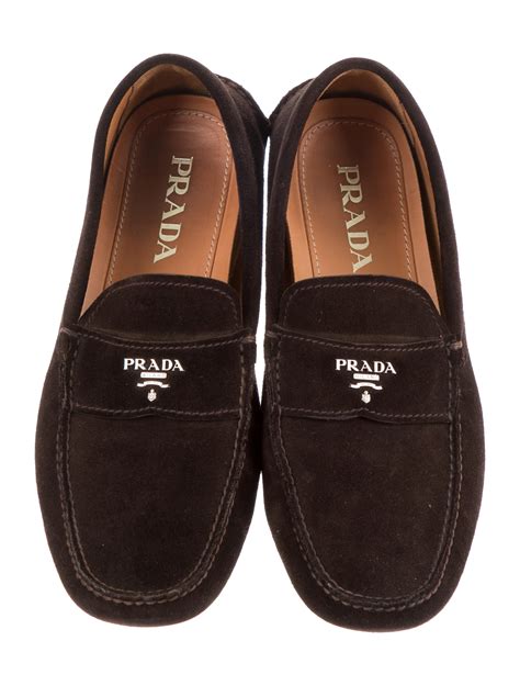 prada black.loafers|Prada suede loafer.